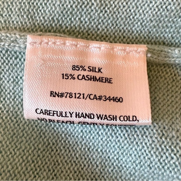 Eileen Fisher Silk Cashmere Scoop Neck Knit Sleeveless Sweater Aqua Blue Size PS - Picture 6 of 7